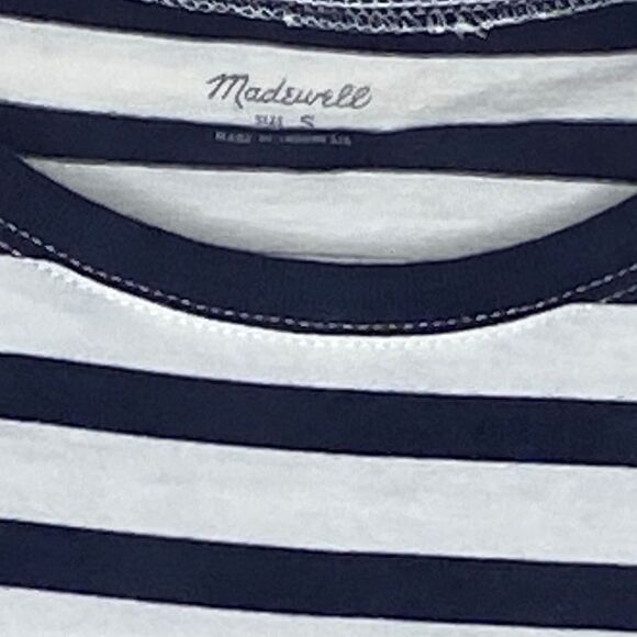 Madewell Northside Wm’s Sz Sm Blue White Morris Stripe Long-Sleeve Tee Shirt - Picture 5 of 5